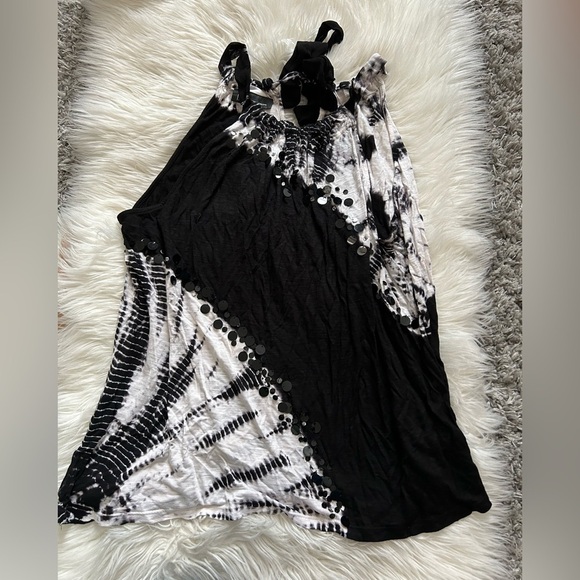 INC International Concepts Tops - Black & White Tie Dye Halter Top
